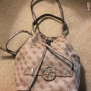 GUESS bucket bag brown gold purse handbag satchel